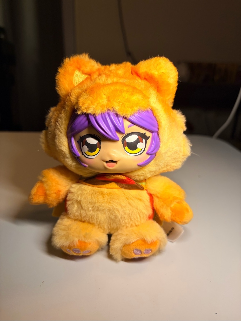 Orange Plush Character Toy with Purple Hair - Kids Toy
